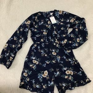 Peyton bre blue long sleeve shorts romper